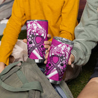 Polynesia Breast Cancer Awareness Tumbler Cup Think Pink Polynesian Ribbon White Version LT14 - Polynesian Pride