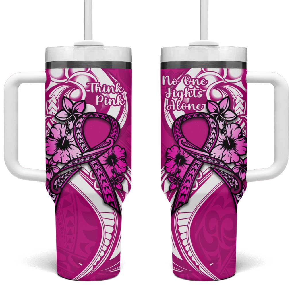 Polynesia Breast Cancer Awareness Tumbler With Handle Think Pink Polynesian Ribbon White Version LT14 One Size: 40 oz Pink - Polynesian Pride