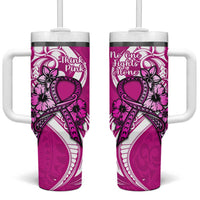 Polynesia Breast Cancer Awareness Tumbler With Handle Think Pink Polynesian Ribbon White Version LT14 One Size: 40 oz Pink - Polynesian Pride