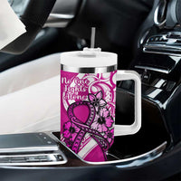 Polynesia Breast Cancer Awareness Tumbler With Handle Think Pink Polynesian Ribbon White Version LT14 - Polynesian Pride