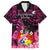 Presonalised Tonga Breast Cancer Awareness Family Matching Long Sleeve Bodycon Dress and Hawaiian Shirt Pink Ribbon Brave Strong Warrior Tongan Ngatu Pattern LT14 Dad's Shirt - Short Sleeve Pink - Polynesian Pride