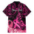 Presonalised Tonga Breast Cancer Awareness Family Matching Long Sleeve Bodycon Dress and Hawaiian Shirt Pink Ribbon Brave Strong Warrior Tongan Ngatu Pattern LT14 - Polynesian Pride