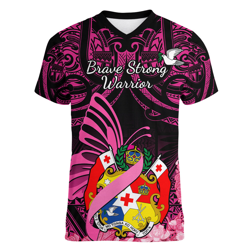 presonalised-tonga-breast-cancer-awareness-women-v-neck-t-shirt-pink-ribbon-brave-strong-warrior-tongan-ngatu-pattern