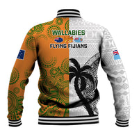 Fiji And Australia Rugby Baseball Jacket 2023 World Cup Aboriginal Mix Tapa Pattern LT14 - Polynesian Pride