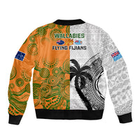 Fiji And Australia Rugby Bomber Jacket 2023 World Cup Aboriginal Mix Tapa Pattern LT14 - Polynesian Pride