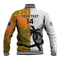 Custom Fiji And Australia Rugby Baseball Jacket 2023 World Cup Aboriginal Mix Tapa Pattern LT14 - Polynesian Pride