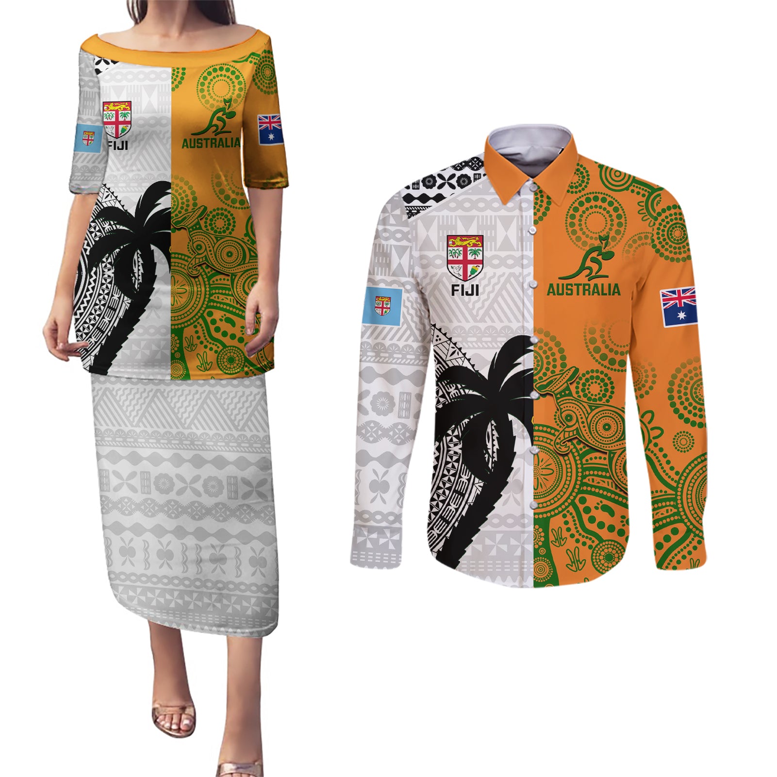 custom-fiji-and-australia-rugby-couples-matching-puletasi-dress-and-long-sleeve-button-shirts-2023-world-cup-aboriginal-mix-tapa-pattern