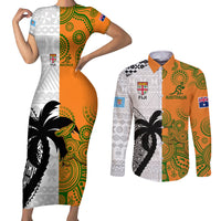 custom-fiji-and-australia-rugby-couples-matching-short-sleeve-bodycon-dress-and-long-sleeve-button-shirts-2023-world-cup-aboriginal-mix-tapa-pattern