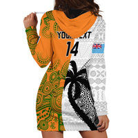 Custom Fiji And Australia Rugby Hoodie Dress 2023 World Cup Aboriginal Mix Tapa Pattern LT14 - Polynesian Pride