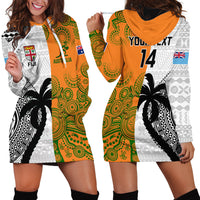 Custom Fiji And Australia Rugby Hoodie Dress 2023 World Cup Aboriginal Mix Tapa Pattern LT14 - Polynesian Pride