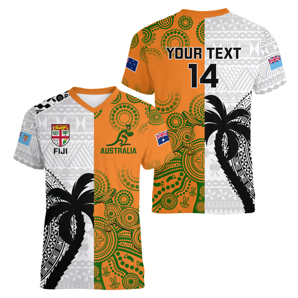 custom-fiji-and-australia-rugby-women-v-neck-t-shirt-2023-world-cup-aboriginal-mix-tapa-pattern