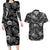 Hawaii Christmas Couples Matching Long Sleeve Bodycon Dress and Hawaiian Shirt Tropical Style With Coat Of Arms LT14 Black - Polynesian Pride