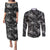 Hawaii Christmas Couples Matching Puletasi Dress and Long Sleeve Button Shirt Tropical Style With Coat Of Arms LT14 Black - Polynesian Pride