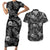 Hawaii Christmas Couples Matching Short Sleeve Bodycon Dress and Hawaiian Shirt Tropical Style With Coat Of Arms LT14 Black - Polynesian Pride