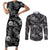 Hawaii Christmas Couples Matching Short Sleeve Bodycon Dress and Long Sleeve Button Shirt Tropical Style With Coat Of Arms LT14 Black - Polynesian Pride