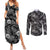Hawaii Christmas Couples Matching Summer Maxi Dress and Long Sleeve Button Shirt Tropical Style With Coat Of Arms LT14 Black - Polynesian Pride