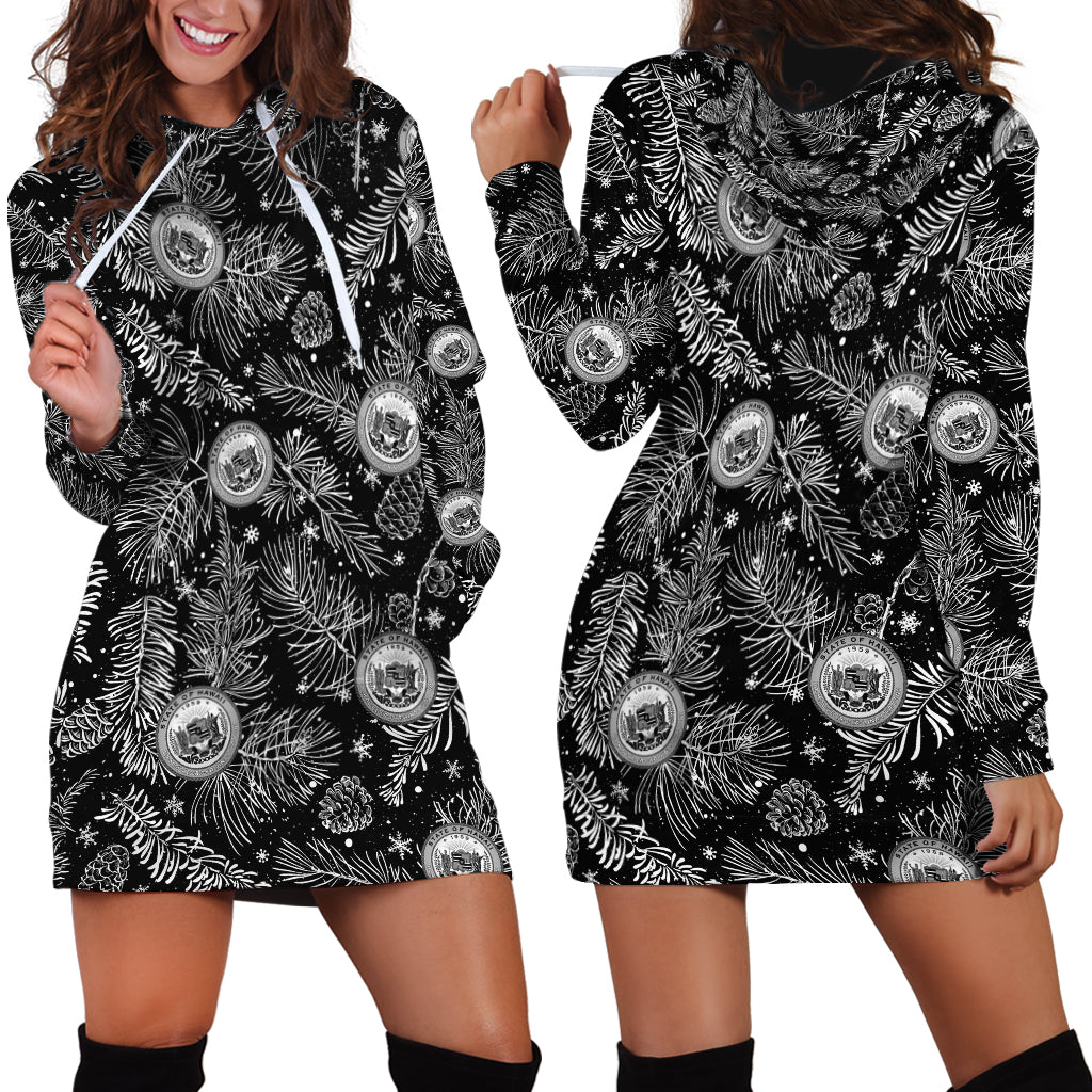 Hawaii Christmas Hoodie Dress Tropical Style With Coat Of Arms LT14 - Polynesian Pride