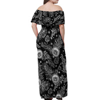 Hawaii Christmas Off Shoulder Maxi Dress Tropical Style With Coat Of Arms LT14 - Polynesian Pride