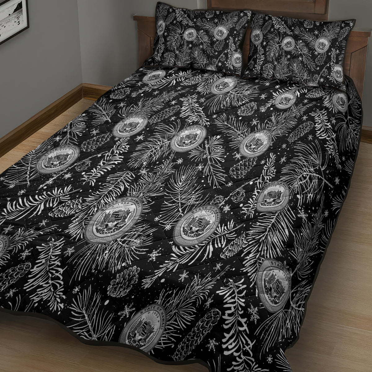 Hawaii Christmas Quilt Bed Set Tropical Style With Coat Of Arms LT14 - Polynesian Pride