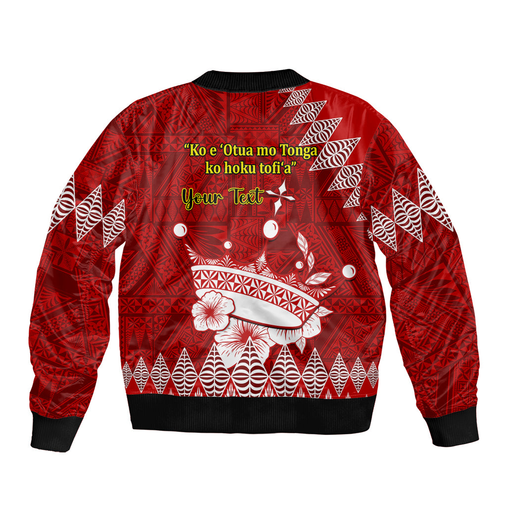 Personalised Tonga King Tupou I Day Bomber Jacket Tongan Ngatu Pattern With Crown LT14 - Polynesian Pride