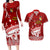 Personalised Tonga King Tupou I Day Couples Matching Long Sleeve Bodycon Dress and Hawaiian Shirt Tongan Ngatu Pattern With Crown LT14 Red - Polynesian Pride