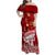 Personalised Tonga King Tupou I Day Family Matching Off Shoulder Maxi Dress and Hawaiian Shirt Tongan Ngatu Pattern With Crown LT14 Mom's Dress Red - Polynesian Pride