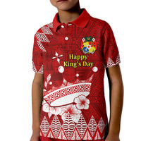 Personalised Tonga King Tupou I Day Kid Polo Shirt Tongan Ngatu Pattern With Crown LT14 Kid Red - Polynesian Pride