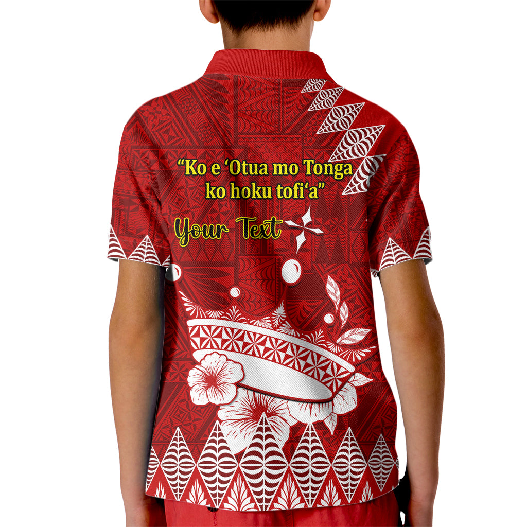 Personalised Tonga King Tupou I Day Kid Polo Shirt Tongan Ngatu Pattern With Crown LT14 - Polynesian Pride