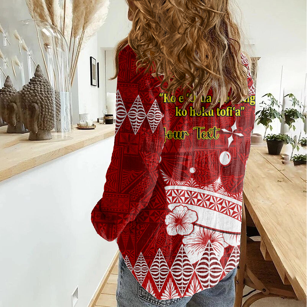 Personalised Tonga King Tupou I Day Women Casual Shirt Tongan Ngatu Pattern With Crown LT14 - Polynesian Pride