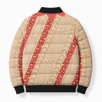 Malo e Lelei Tonga Bomber Puffer Jacket Heilala Lei Tongan Ngatu Pattern