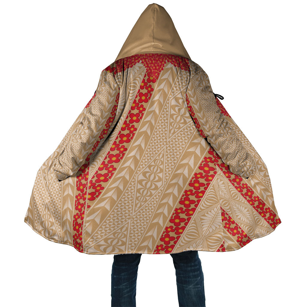 Malo e Lelei Tonga Cloak Heilala Lei Tongan Ngatu Pattern LT14 Unisex Beige - Polynesian Pride
