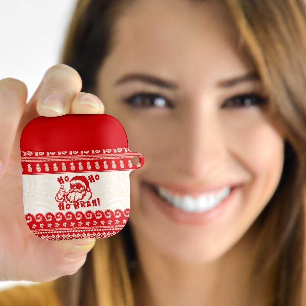 Red Mele Kalikimaka Hawaii AirPods Case Funny Ho Ho Ho Santa Shaka - Polynesian Pride