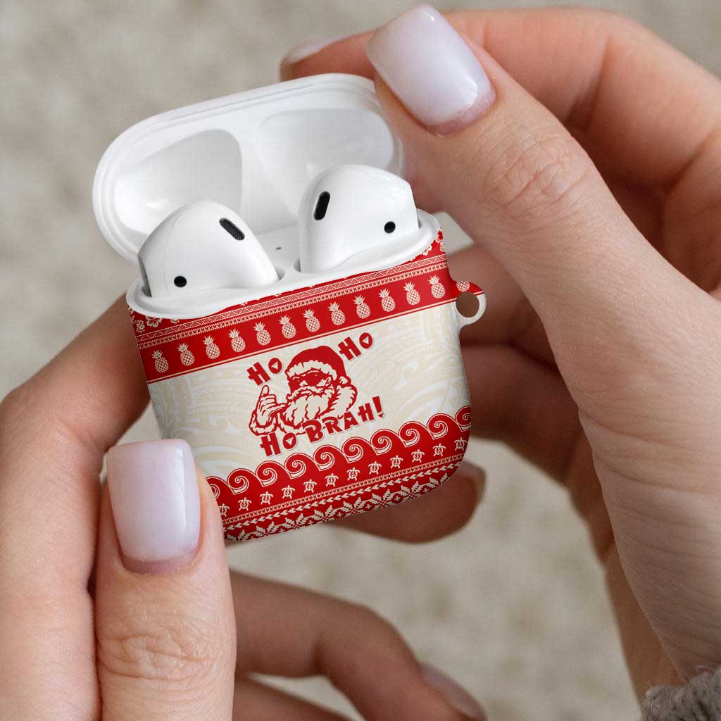 Red Mele Kalikimaka Hawaii AirPods Case Funny Ho Ho Ho Santa Shaka - Polynesian Pride