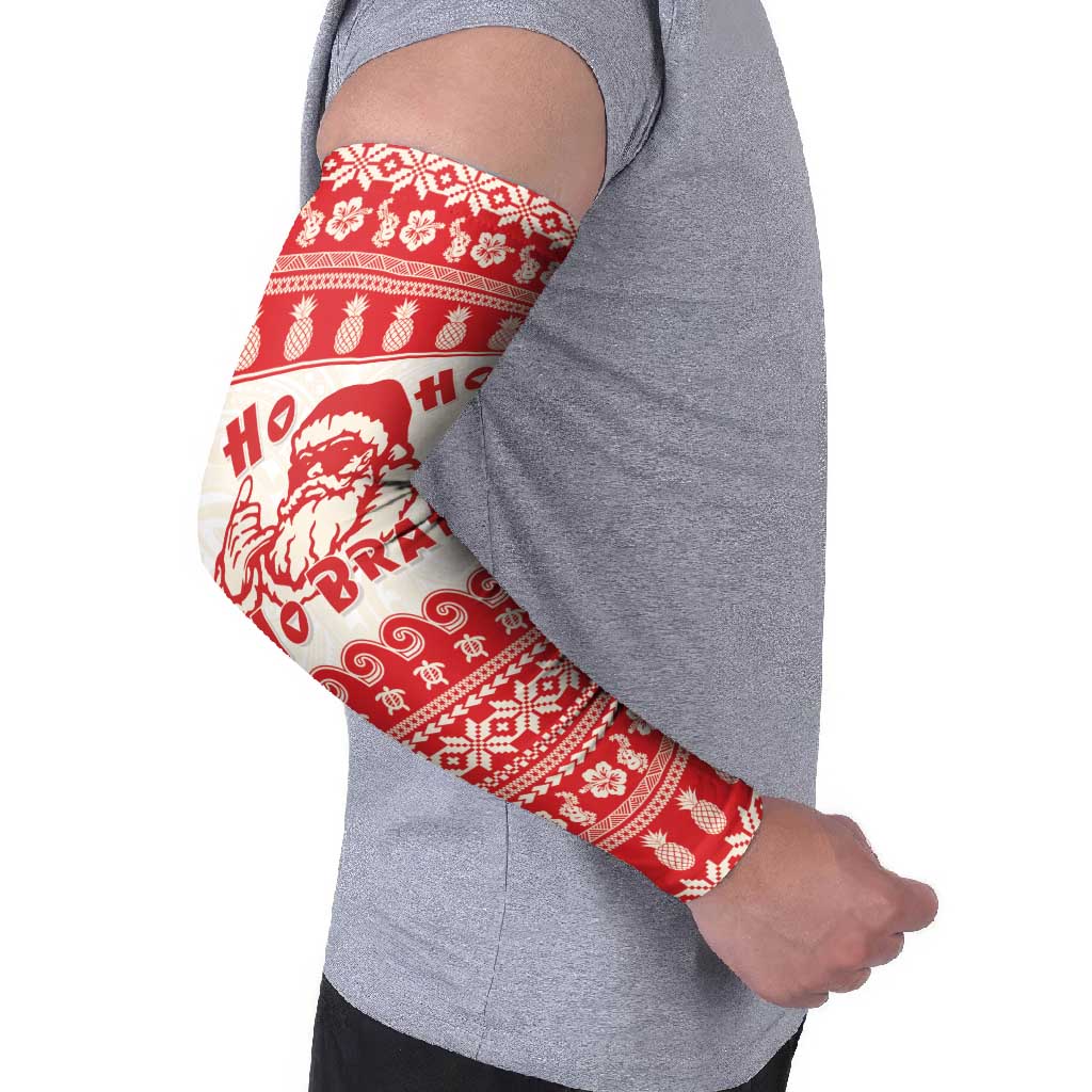 Red Mele Kalikimaka Hawaii Arm Sleeves Funny Ho Ho Ho Santa Shaka LT14 - Polynesian Pride