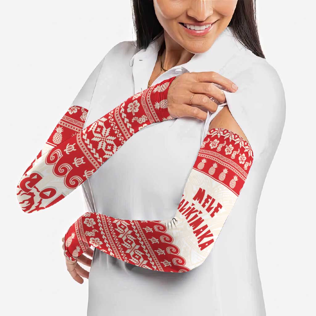 Red Mele Kalikimaka Hawaii Arm Sleeves Funny Ho Ho Ho Santa Shaka LT14 - Polynesian Pride