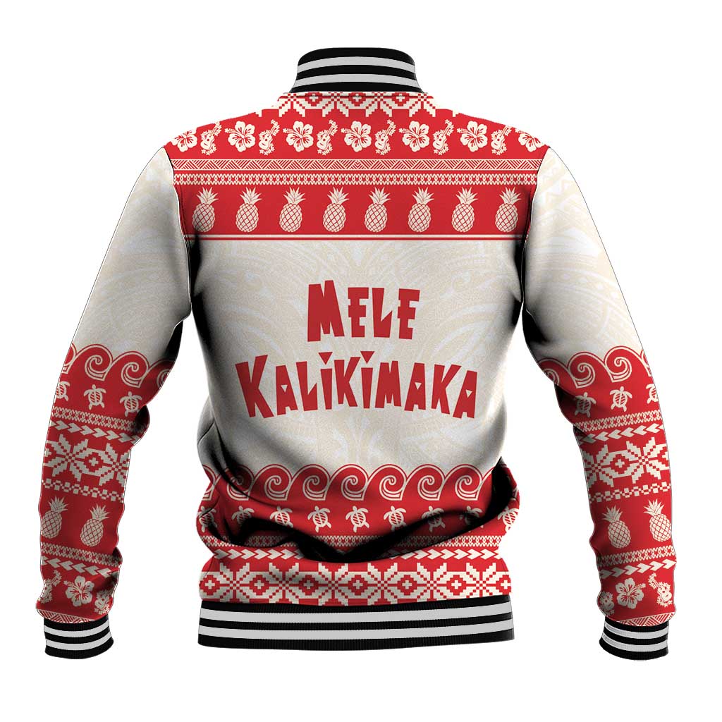 Red Mele Kalikimaka Hawaii Baseball Jacket Funny Ho Ho Ho Santa Shaka LT14 - Polynesian Pride