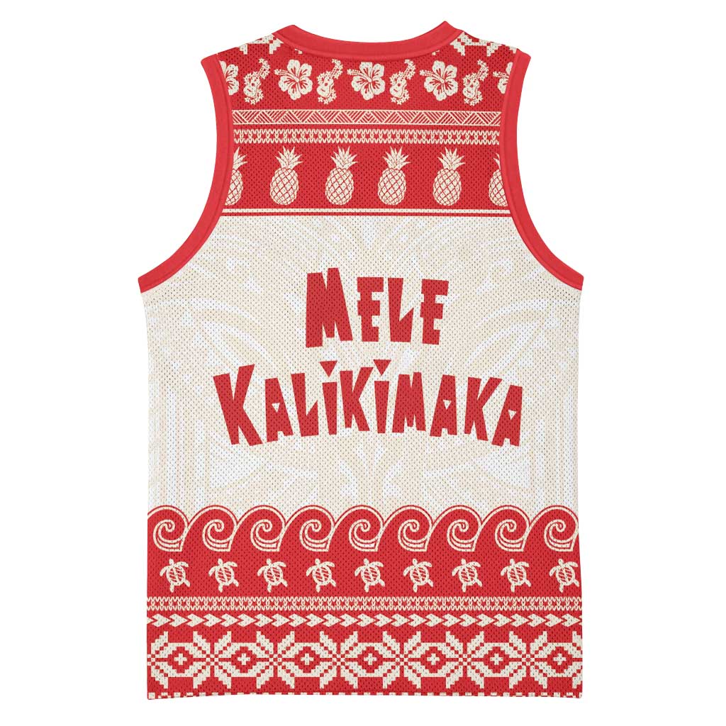 Red Mele Kalikimaka Hawaii Basketball Jersey Funny Ho Ho Ho Santa Shaka LT14 - Polynesian Pride