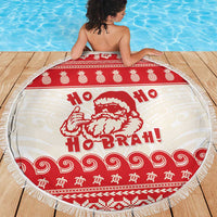 Red Mele Kalikimaka Hawaii Beach Blanket Funny Ho Ho Ho Santa Shaka - Polynesian Pride