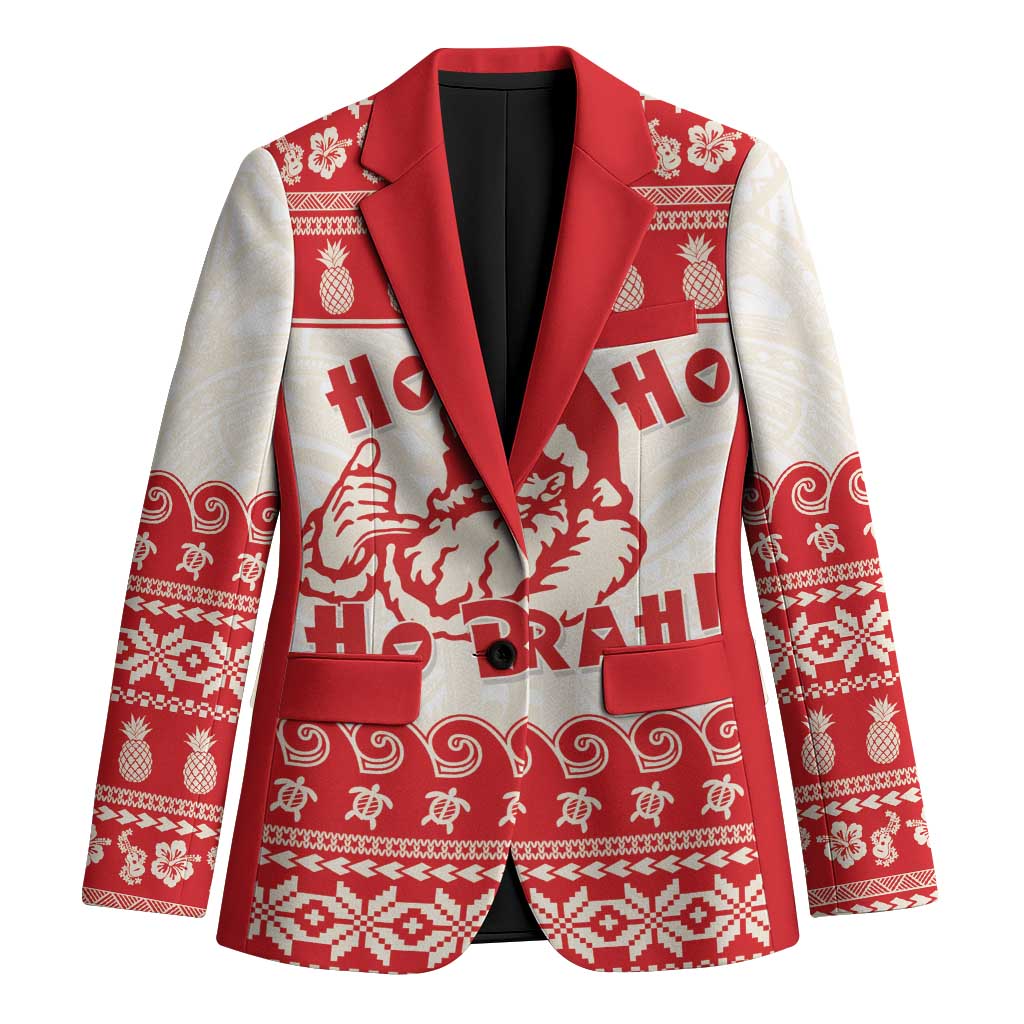 Red Mele Kalikimaka Hawaii Blazer Funny Ho Ho Ho Santa Shaka - Polynesian Pride