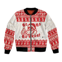 Red Mele Kalikimaka Hawaii Bomber Jacket Funny Ho Ho Ho Santa Shaka LT14 Unisex Red - Polynesian Pride