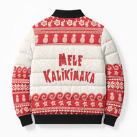 Red Mele Kalikimaka Hawaii Bomber Puffer Jacket Funny Ho Ho Ho Santa Shaka LT14 - Polynesian Pride
