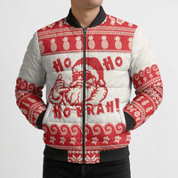 Red Mele Kalikimaka Hawaii Bomber Puffer Jacket Funny Ho Ho Ho Santa Shaka LT14 - Polynesian Pride