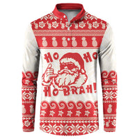 Red Mele Kalikimaka Hawaii Button Sweatshirt Funny Ho Ho Ho Santa Shaka LT14 Red - Polynesian Pride