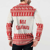 Red Mele Kalikimaka Hawaii Button Sweatshirt Funny Ho Ho Ho Santa Shaka LT14 - Polynesian Pride