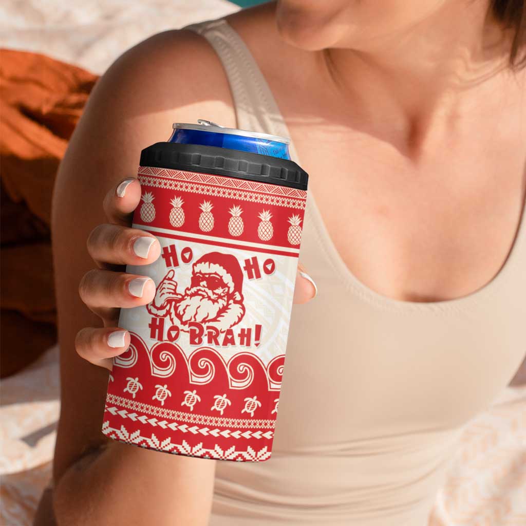Red Mele Kalikimaka Hawaii 4 in 1 Can Cooler Tumbler Funny Ho Ho Ho Santa Shaka - Polynesian Pride