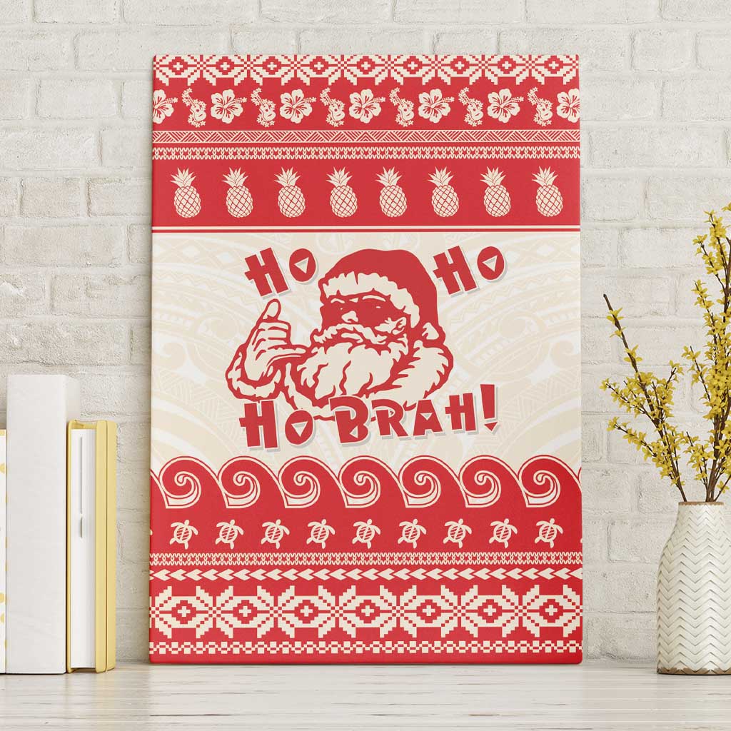 Red Mele Kalikimaka Hawaii Canvas Wall Art Funny Ho Ho Ho Santa Shaka - Polynesian Pride