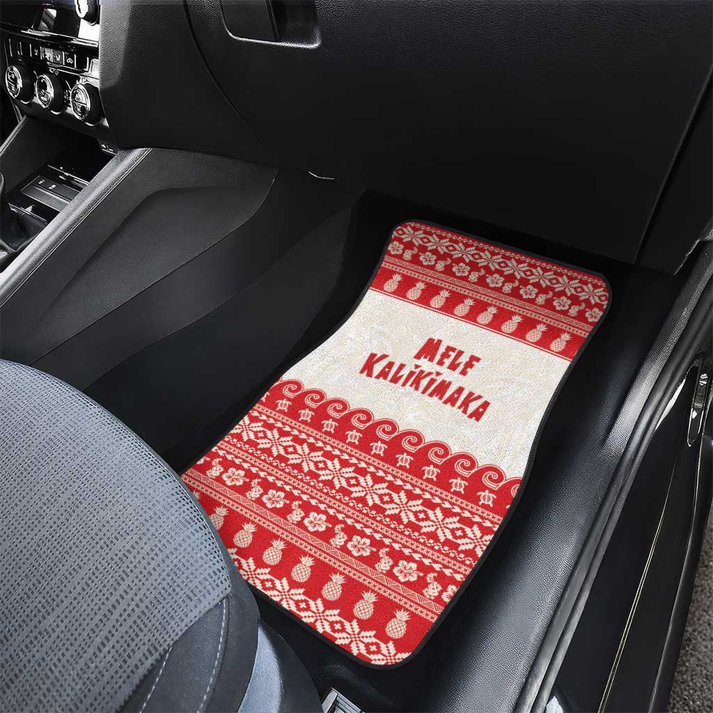 Red Mele Kalikimaka Hawaii Car Mats Funny Ho Ho Ho Santa Shaka - Polynesian Pride