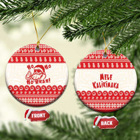 Red Mele Kalikimaka Hawaii Ceramic Ornament Funny Ho Ho Ho Santa Shaka LT14 Circle Red - Polynesian Pride