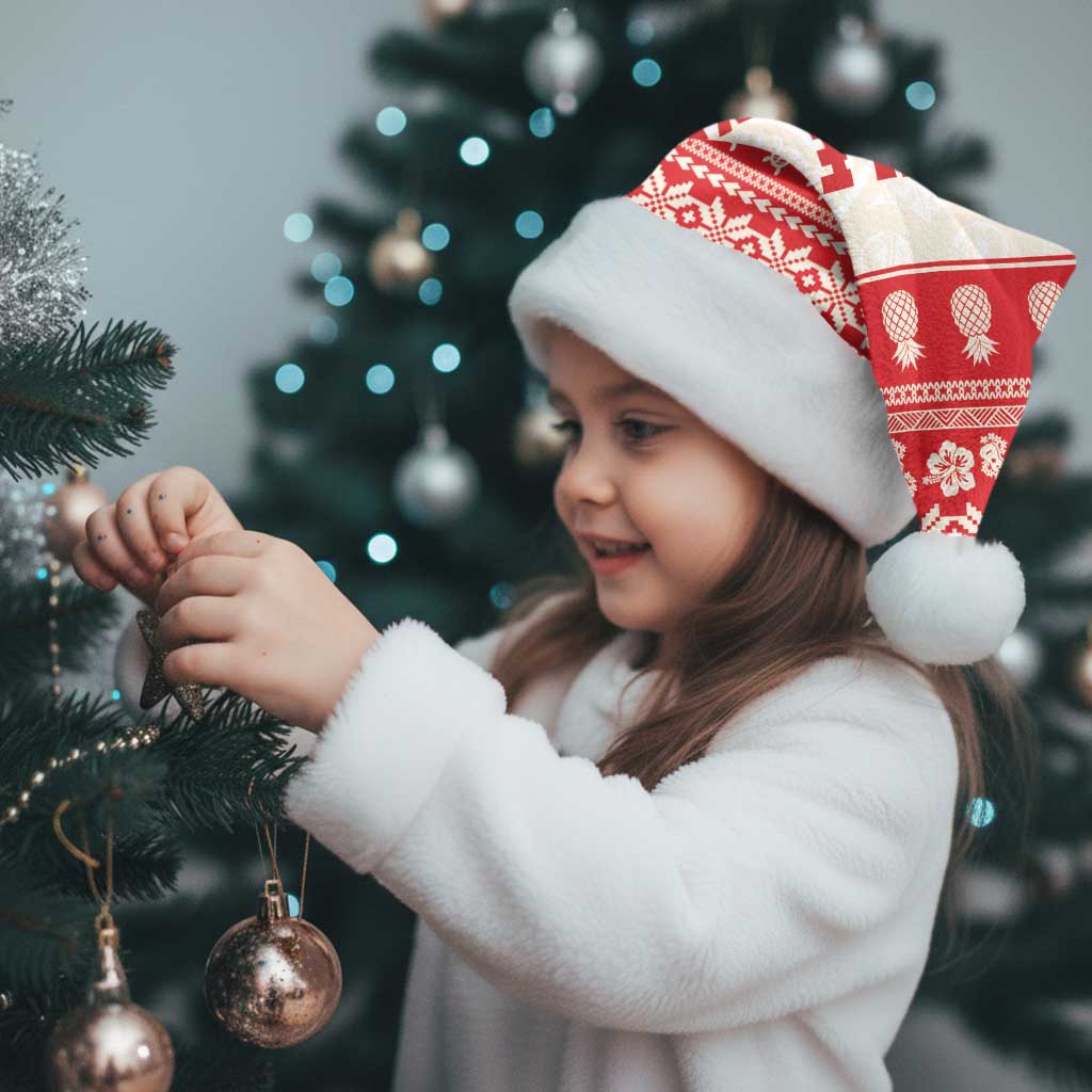 Red Mele Kalikimaka Hawaii Christmas Santa Hat Funny Ho Ho Ho Santa Shaka - Polynesian Pride