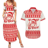 Red Mele Kalikimaka Hawaii Couples Matching Summer Maxi Dress and Hawaiian Shirt Funny Ho Ho Ho Santa Shaka - Polynesian Pride
